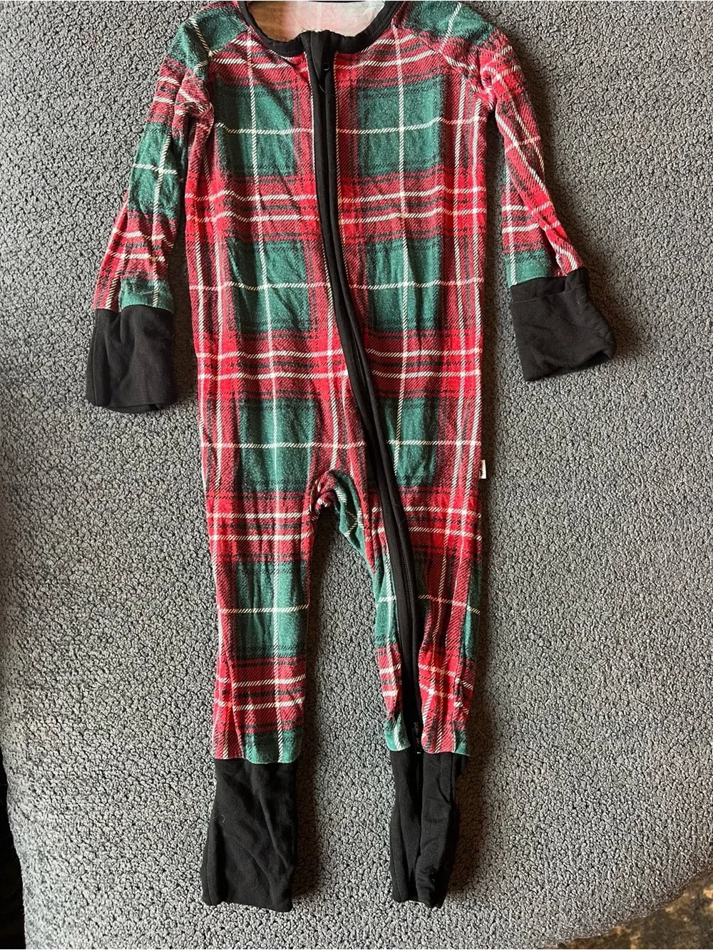 Little Sleepies Red & Green Plaid Footed One-Piece Pajama